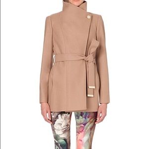Ted Baker wool wrap coat in beige - never worn!
